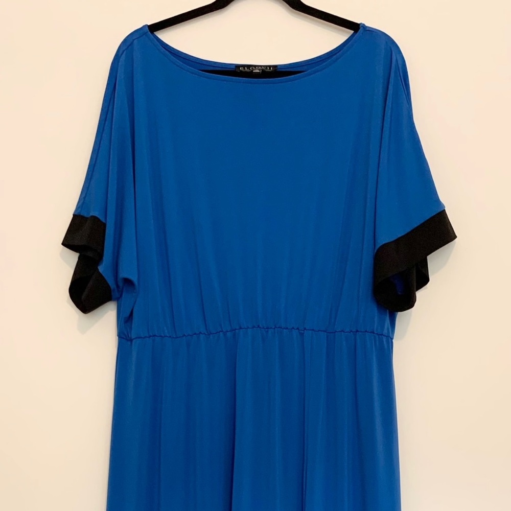 Eloquii Dolman Sleeve Maxi Dress with Slit in Piction Blue - Picture 2 of 10